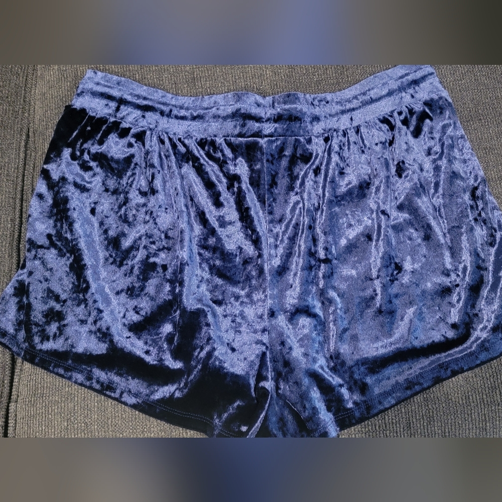 Torrid Navy Plush Velvet Shorts And Red Plush Velvet